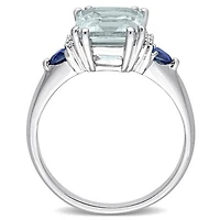 Julianna B 14K WG Aquamarine, Blue Sapphire & Diamond Ring