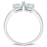Julianna B Sterling Silver Aquamarine & Diamond Bow Ring