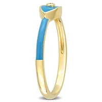Julianna B Sterling Silver Yellow Plated Created White Sapphire Blue Enamel Ring