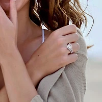 Julianna B 10K White Gold Created Sapphire and Diamond Bridal Set
