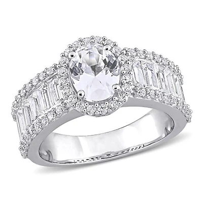 Julianna B 10K White Gold Created Sapphire Ring