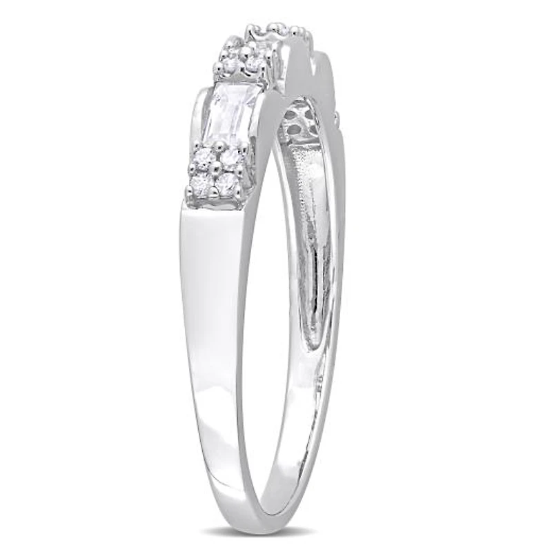 Julianna B 10K White Gold Created Sapphire and Diamond Eternity Ring