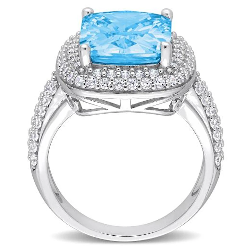 Julianna B Sterling Silver Blue and White Cubic Zirconia Ring