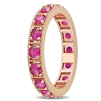 Julianna B Sterling Silver Rose Plated Pink Cubic Zirconia Eternity Band