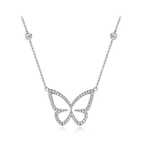 Sterling Silver Cubic Zirconia 19" Butterfly Necklace