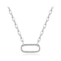 Sterling Silver Cubic Zirconia 19" Paperclip Necklace