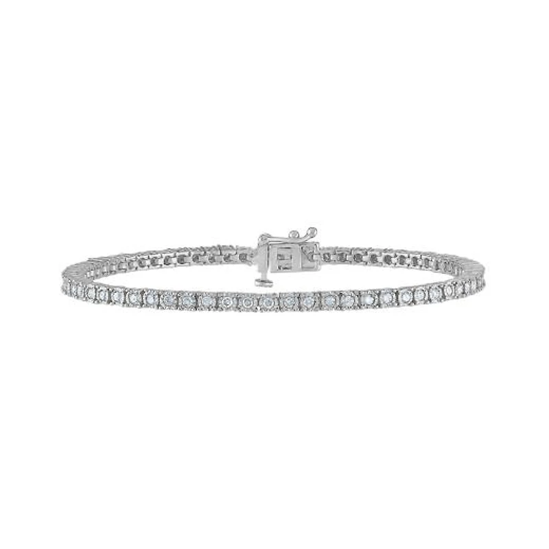Sterling Silver 0.95CTW Diamond Tennis Bracelet