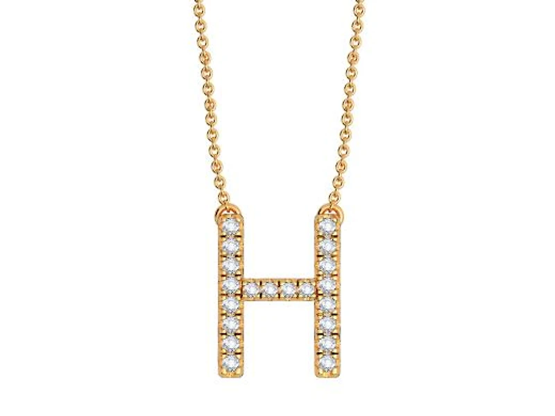 Bella Moda 10K Yellow Gold 0.10CTW Diamond Initial "H" Necklace
