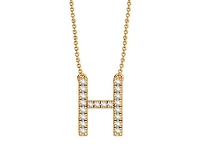 Bella Moda 10K Yellow Gold 0.10CTW Diamond Initial "H" Necklace