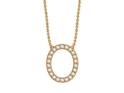 Bella Moda 10K Yellow Gold 0.10CTW Diamond Initial "O" Necklace