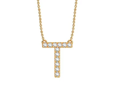 Bella Moda 10K Yellow Gold 0.10CTW Diamond Initial "T" Necklace