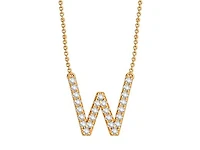 Bella Moda 10K Yellow Gold 0.10CTW Diamond Initial "W" Necklace