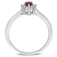 Julianna B Sterling Silver Garnet and White Topaz Ring