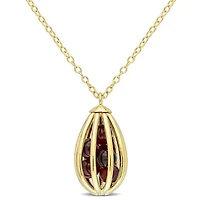 Julianna B Sterling Silver Yellow Plated Garnet Cage Pendant