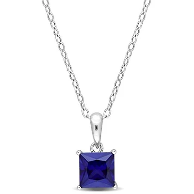 Julianna B Sterling Silver Created Sapphire Pendant