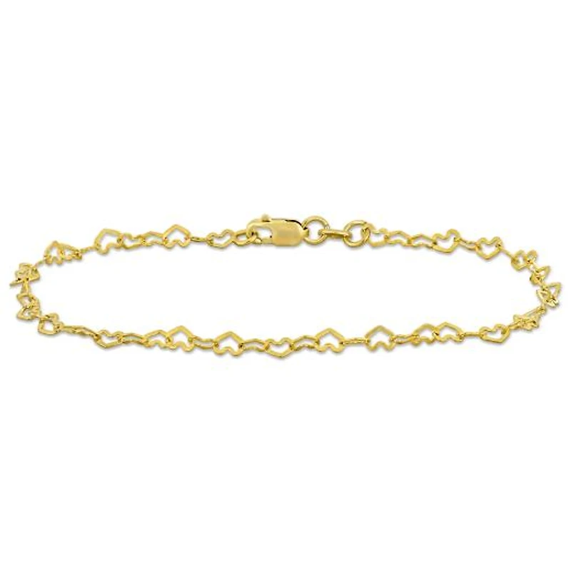 Julianna B 14K Yellow Gold 9" 3mm Heart Link Anklet