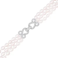 Sterling Silver 60" 4MM-11MM White and Purple Freshwater Pearl Necklace