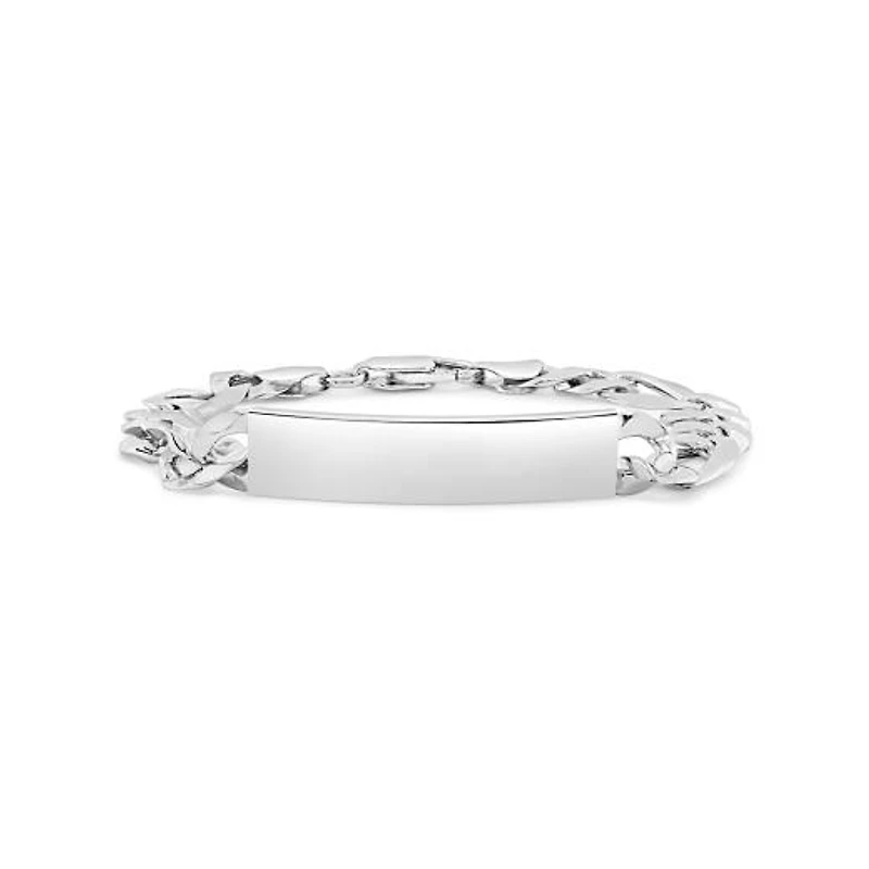 Sterling Silver 8.5" Figaro Link ID Bracelet