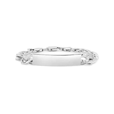 Sterling Silver 8.5" Figaro Link ID Bracelet