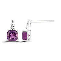 10K White Gold Amethyst and Diamond Infinity Earrings