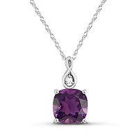10K White Gold Amethyst and Diamond Infinity Pendant