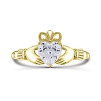 10K Yellow Gold Cubic Zirconia Claddagh Ring