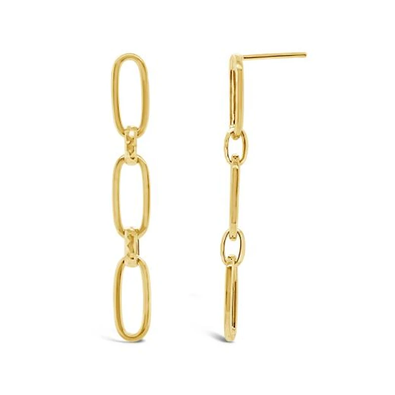 10K Yellow Gold Paperclip Link Drop Earrings