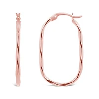 10K Rose Gold Twisted Oval Hoop Earring