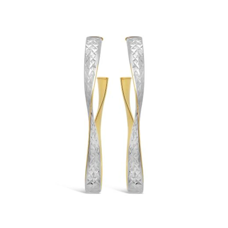 10K Yellow & White Gold Diamond Cut Drop Earring