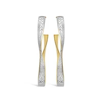 10K Yellow & White Gold Diamond Cut Drop Earring
