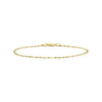 10K Yellow Gold 2.3mm 7.5" Solid Figaro Link Bracelet With White Pave