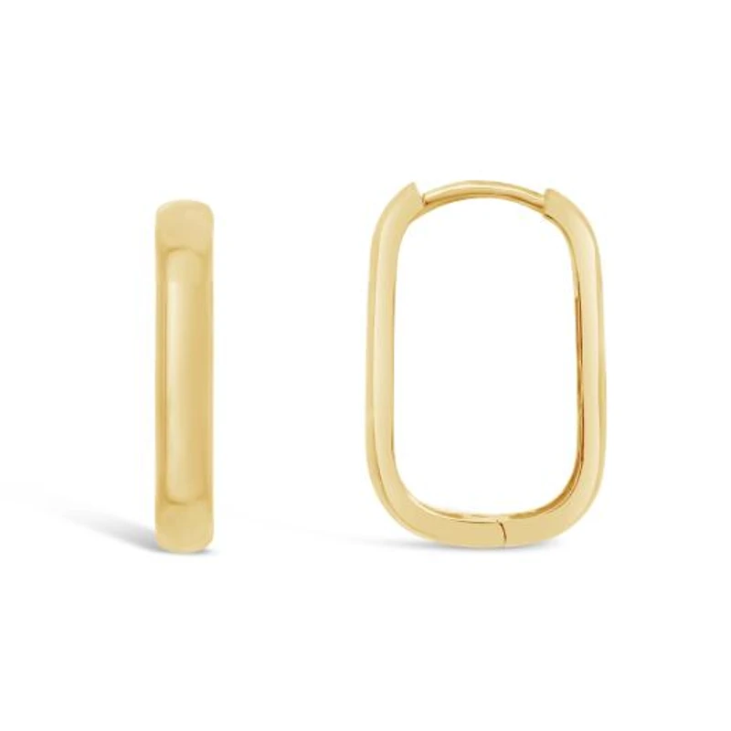 10K Yellow Gold Oval Hoop Earring