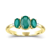 14K Yellow Gold Emerald and Diamond Ring