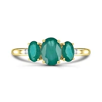 14K Yellow Gold Emerald and Diamond Ring