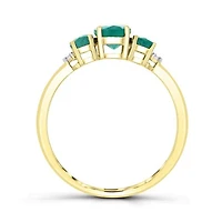 14K Yellow Gold Emerald and Diamond Ring