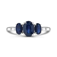 14K White Gold Sapphire & Diamond Ring