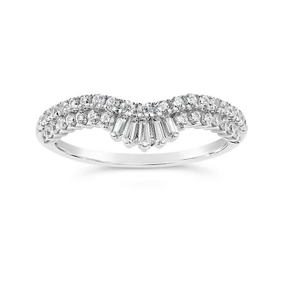 10K White Gold 0.50CTW Diamond Contour Band