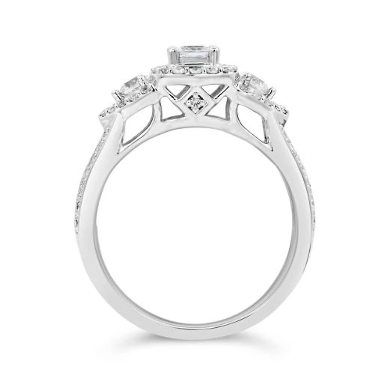 14K White Gold 1.00CTW Diamond Three-Stone Ring