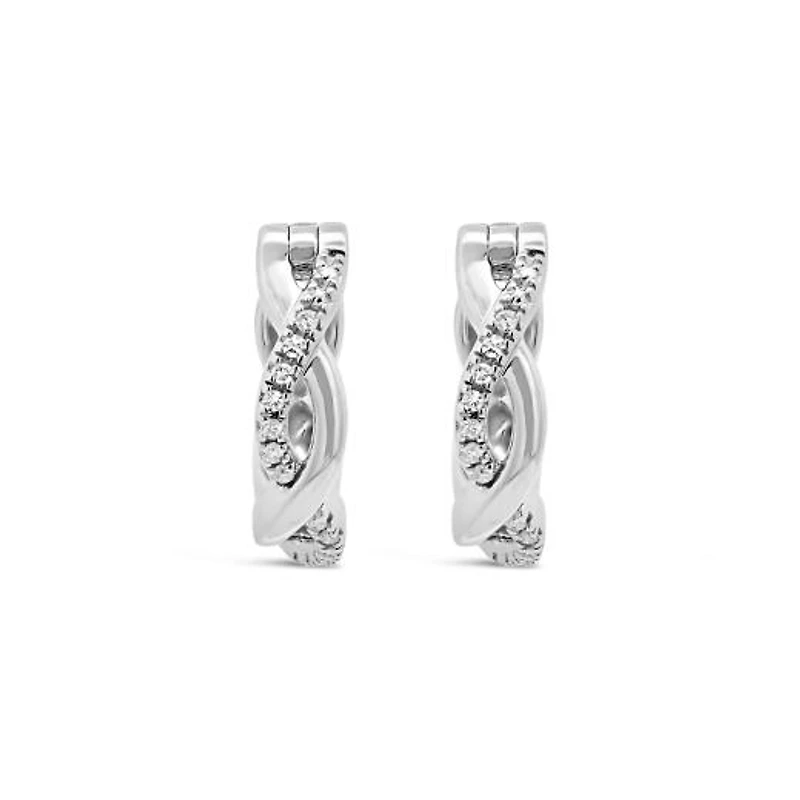 Infinite Love 10K White Gold Diamond Hoop Earrings