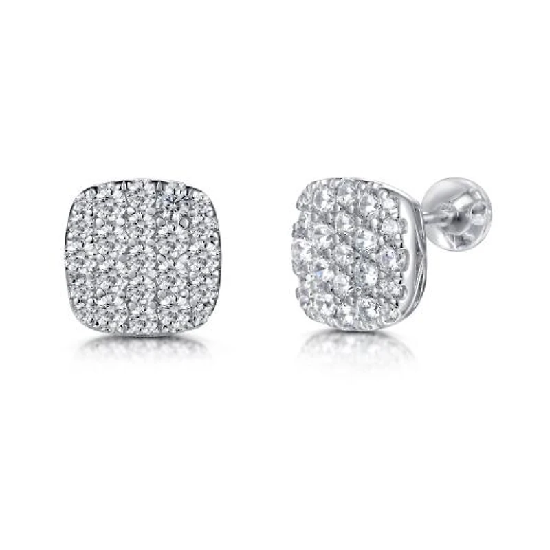 Sterling Silver Cubic Zirconia Pave Stud Earring