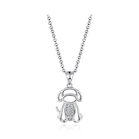 Sterling Silver Cubic Zirconia Dog 19" Pendant