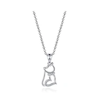 Sterling Silver Cubic Zirconia Cat 19" Pendant