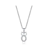 Sterling Silver Cubic Zirconia Owl 19" Pendant