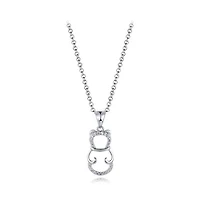 Sterling Silver Cubic Zirconia Bear 19" Pendant