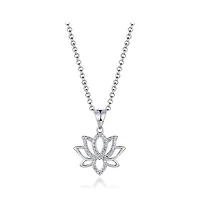 Sterling Silver Cubic Zirconia Lotus 19" Pendant