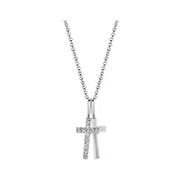 Sterling Silver Cubic Zirconia Cross 19" Pendant