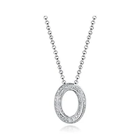 Sterling Silver Cubic Zirconia Oval Twisted 19" Pendant