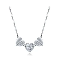 Sterling Silver Cubic Zirconia Triple Heart 19" Necklace