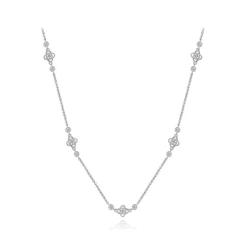 Sterling Silver Cubic Zirconia Adjustable Necklace