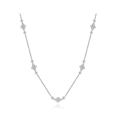Sterling Silver Cubic Zirconia Adjustable Necklace